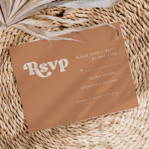 Stylish retro brown sugar wedding RSVP card