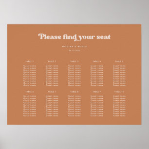 Stylish retro Brown sugar Wedding seating chart