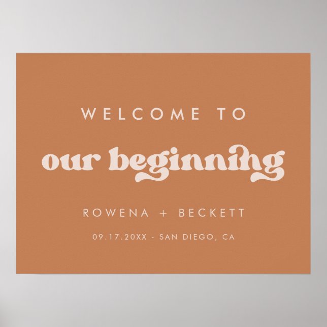 Stylish retro Brown sugar Welcome to our Beginning Poster (Front)