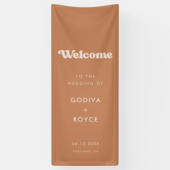 Stylish Retro Brown Sugar Welcome to our Wedding Banner (Vertical)