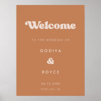 Stylish retro Brown sugar Welcome to our wedding