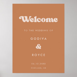 Stylish retro Brown sugar Welcome to our wedding Poster