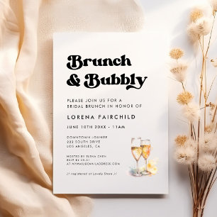 Stylish retro Brunch and Bubbly Invitation