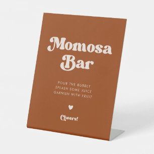 Stylish retro Burnt Orange Momosa bar Pedestal Sign