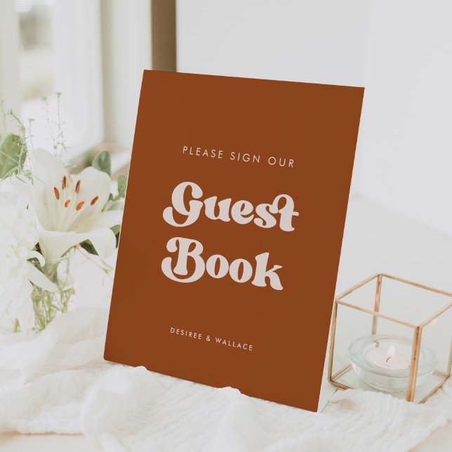 Stylish retro Burnt Orange Sign our Guestbook (Creator Uploaded)