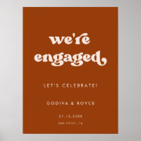 Stylish retro Burnt Orange We are engaged