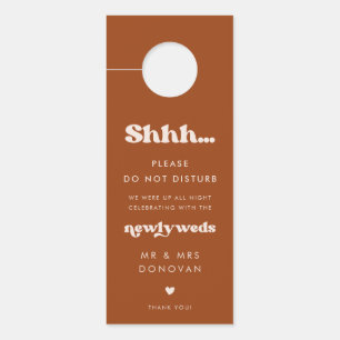 Stylish retro Burnt Orange Wedding Do not disturb Door Hanger