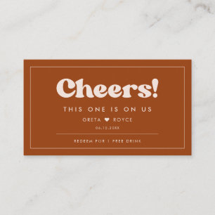 Stylish retro Burnt Orange Wedding Drink ticket