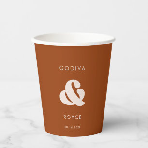 Stylish retro Burnt Orange Wedding Paper Cups