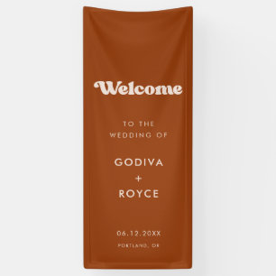 Stylish Retro Burnt Orange Welcome to our Wedding Banner