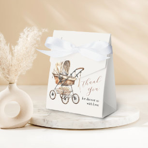 Stylish Retro Carriage Flora Baby Shower Favor Box