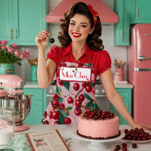 Stylish Retro 'Cherry Pop' Pink Personalised Apron