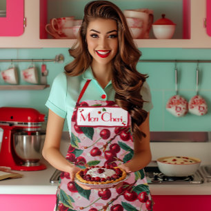 Stylish Retro 'Cherry Pop' Pink Personalised  Apron