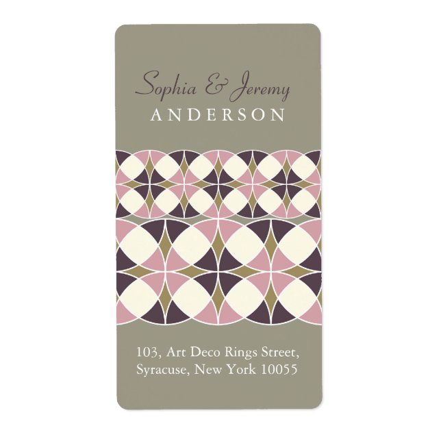 Stylish Retro Chic Art Deco Wedding Address Labels (Front)
