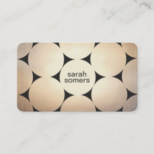 Stylish Retro Chic Gold Circles Pattern Black Lux Business Card