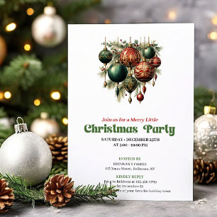 Stylish retro Christmas decoration party invite