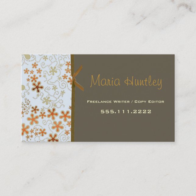 Stylish retro floral Business Card (Front)