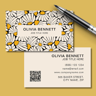 Stylish Retro Floral mustard botanical Business Card