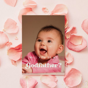 Stylish retro Godfather proposal photo card
