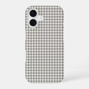 Stylish Retro Grey Gingham Plaid Pattern iPhone 16 Case