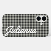 Stylish Retro Grey Gingham Plaid Personalised
