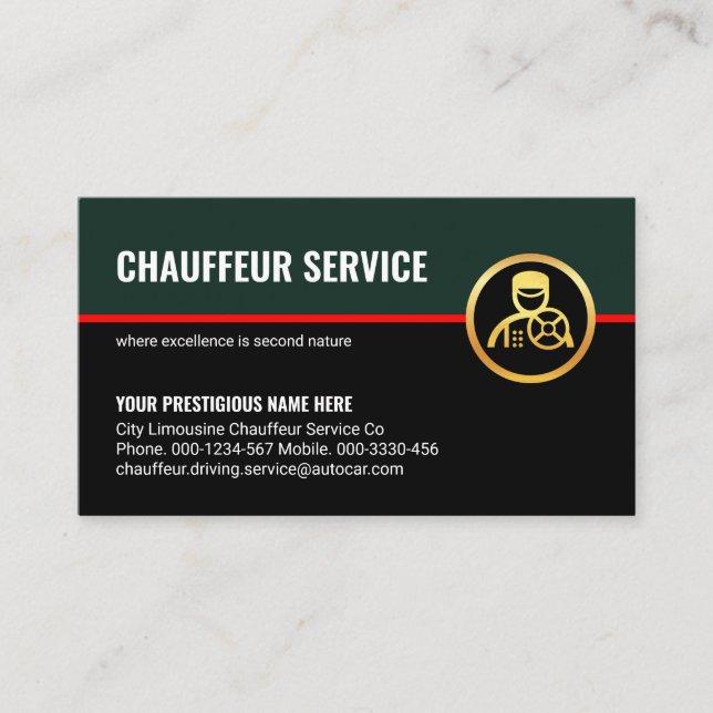 Stylish Retro Layer Red Line Chauffeur Driver Business Card (Front)