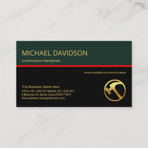 Stylish Retro Layer Red Line Construction Handyman Business Card