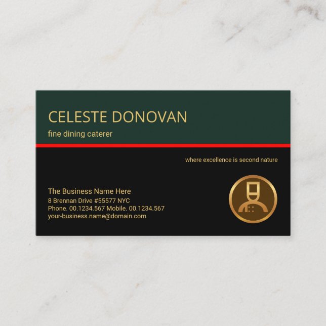 Stylish Retro Layer Red Line Food Restaurant Chef Business Card (Front)