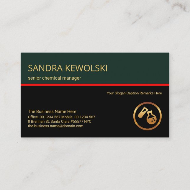 Stylish Retro Layers Red Line Chemical Engineer Business Card (Front)
