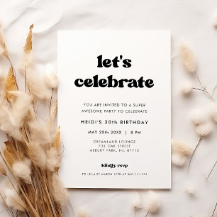 Stylish retro Let's celebrate Birthday Invitation