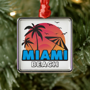 Stylish Retro Miami Beach Travel Metal Tree Decoration