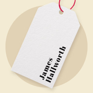 Stylish Retro Modern Lettering   Editable Black Gift Tags