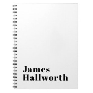 Stylish Retro Modern Lettering Editable Black Notebook