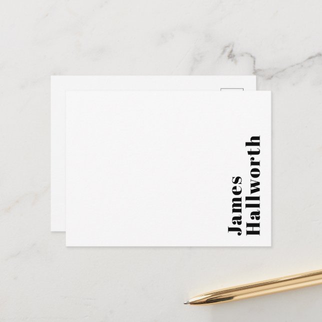 Stylish Retro Modern Lettering | Editable Black Postcard (Front/Back In Situ)