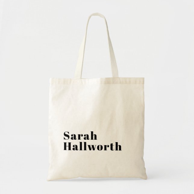 Stylish Retro Modern Lettering | Editable Black Tote Bag (Front)