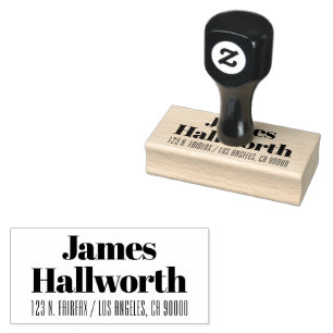 Stylish Retro-modern Name & Address Rubber Stamp