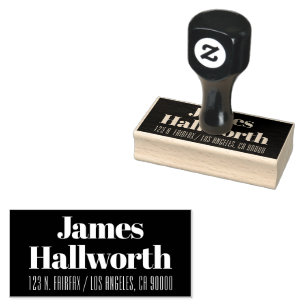 Stylish Retro-modern Name & Address Rubber Stamp
