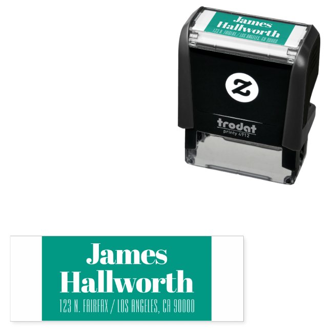Stylish Retro-modern Name & Address Self-inking Stamp (In Situ)
