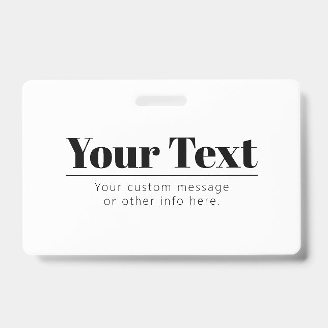 Stylish Retro-modern Text | Black & White ID Badge (Front)