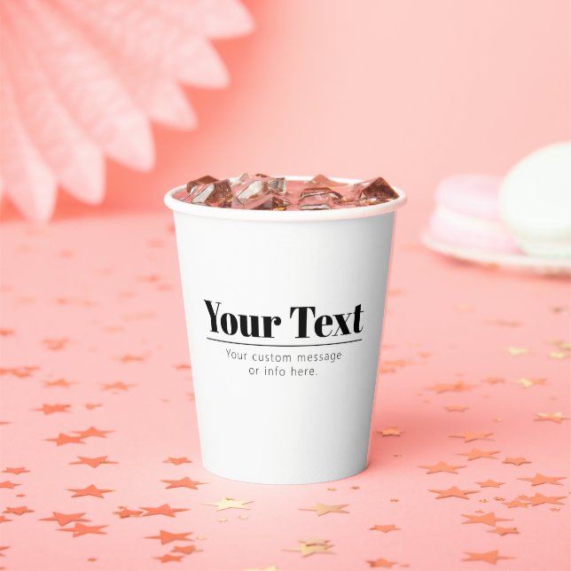 Stylish Retro-modern Text | Black & White Paper Cups (Insitu)