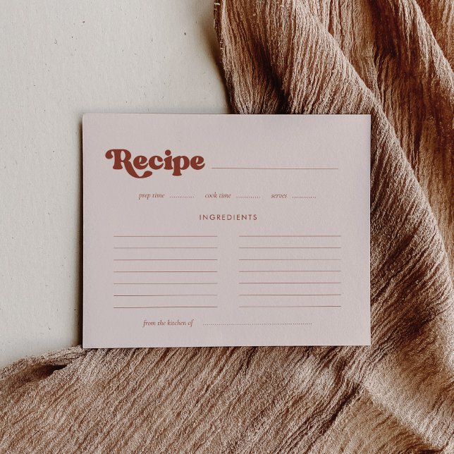 Stylish retro Peach pink Bridal shower recipe card (Creator Uploaded)