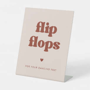 Stylish retro Peach Pink Flip Flops wedding Pedestal Sign