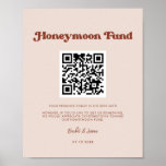 Stylish retro Peach Pink Honeymoon fund QR code Poster<br><div class="desc">A retro chic theme: adopt this vintage and stylish typographic design for your wedding stationery,  with a peach pink colour theme. Easy to mix and match with our similar stationery available in burnt orange,  terracotta & brown sugar. Fully customisable text colours and backgrounds.</div>