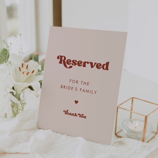Stylish retro Peach Pink Reserved for the family Pedestal Sign (Creator Uploaded)