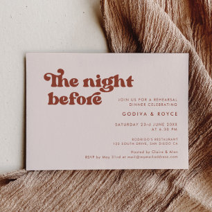 Stylish retro peach pink The night before Invitation
