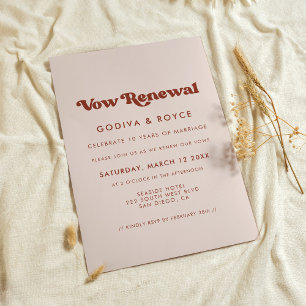 Stylish retro peach pink Vow renewal Invitation