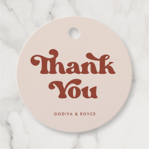 Stylish retro Peach Pink wedding Favour Tags