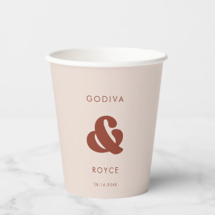 Stylish retro Peach Pink Wedding Paper Cups