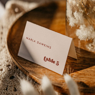 Stylish retro Peach Pink Wedding place card