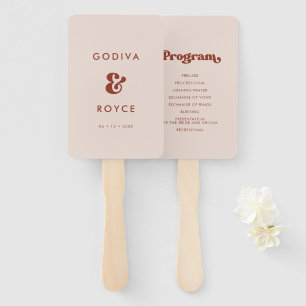 Stylish retro peach pink wedding program hand fan